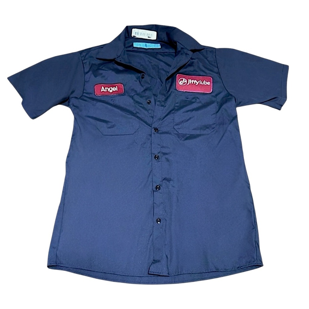 Jiffylube Shirt Short Sleeve Button Up Angel Costume Cosplay Medium Blue - Picture 2 of 5